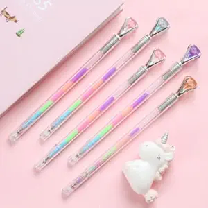 GoMerryKids Set of 4 Bling Diamond Crystal Rainbow 6in1 Neon Gel Pen Color Gel Pens, Neon Pen Good Gift For Coloring Kids Sketching Painting Drawing for Girls Kids Return Gift