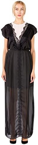 Emma Fischer Women's Lace Flotal Sexy Tank Vest Chiffon Pleated Slit Maxi Skirt