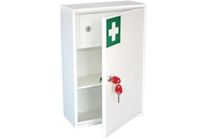 Safe Industrial - Medical Cabinet Wall Mountable Medication Cabinet Key Lock Safe with Shelves - Dedicated Secure Storage for Medicine - 14D x 30W x 45H cm (medium)
