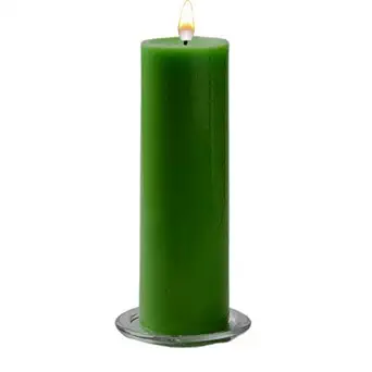 MAGICMOON Green Colour FRAGNANCED & SMOKELESS Pillar Candles for Home & Decoration (2 X 8 INCHES) , (Set of 1) - Christmas Special (Cinnamon)