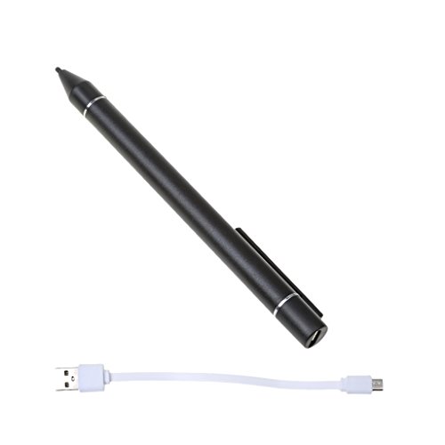 MagiDeal 2.0mm Kapazitiver Stift Feder Schreibkopf mit USB-Kabel Für Ipad IPhone PC - Schwarz