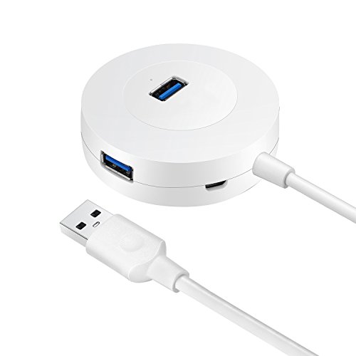 Tabker® Leicht 4-Port USB 3.0 Datenhub für Apple MacBook, MacBook Air, MacBook Pro, Mac Mini, iMac, MacPro, Windows Laptops und Ultrabooks, sowie PCs und weiteren USB 3.0 kompatiblen Geräten- (0.3m) - 4