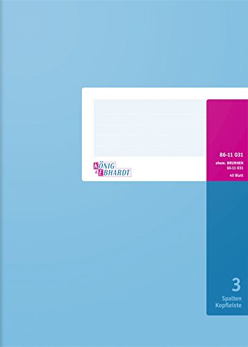 König & Ebhardt 8611031-7103K40KL Spaltenbuch mit Kopfleiste (A4, 3 Spalten, 40 Blatt) blau