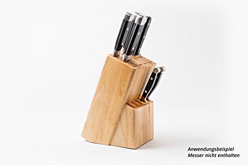 HEISO Universaler Messerblock mit vielen Schlitzen aus hochwertigem Gummibaumholz - 2