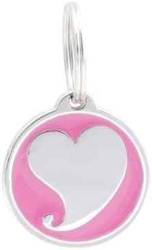 PetTouchID Smart Pet ID Tag, QR Code, NFC, GPS Location (Paws) (Pink Heart)