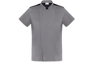 GIBLOR'S - Giacca Thiago Uomo per Chef, Cuoco, in Cotone Elasticizzato, Collo Coreano, disponibile in diversi colori