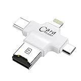 Conectores 4 en 1: nuestro lector de tarjetas Mirco SD tiene cuatro interfaces diferentes: un conector es para dispositivos iOS (iPhone X/8/8 Plus/7 Plus/6S/6S Plus/iPad/iPod); el conector micro USB es para dispositivos Android; el conector tipo C es compatible con Samsung; el conector USB es para ordenadores/Mac.