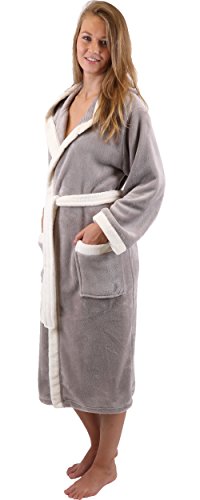 Betz leichter sportlicher Bademantel UNISEX Saunamantel mit Kapuze Damen Herren Farbe Beige oder Braun Größen S – XXL - 9