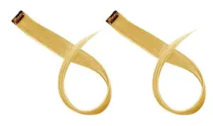 Majik Artificial Synthetic Straight Clip On Hair Extension Set Of 2 Pcs For Cosplay Halloween Parties For Kids And Adults 15 Grams Pack Of 1 (Neon Silver)