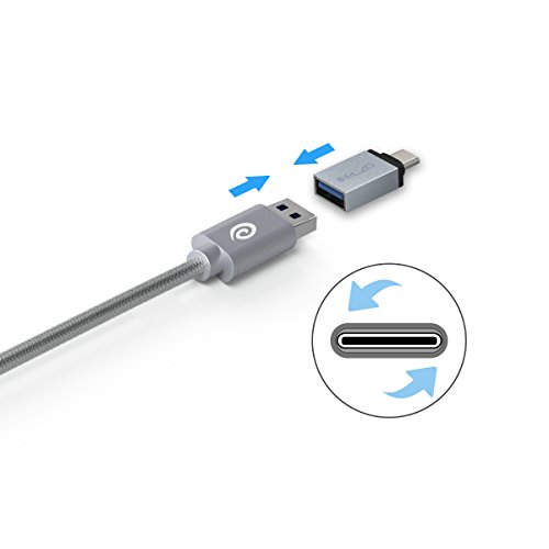 Elzo 2 Pack USB 3.1 Typ C auf USB 3.0 Typ A OTG Männlich auf Buchse Adapter Konverter für LG G5, Nexus 5X, Nexus 6P, OnePlus 2, MacBook, ChromeBook Pixel Other Type-C Devices, Grau - 3
