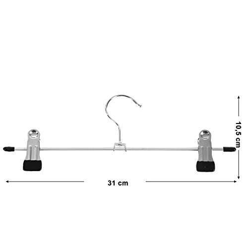 Songmics 20 Stück Anti-Rutsch Hosenbügel Metall Kleiderbügel Rockbügel 31 x 10,5 cm – verchromt CRI003-20 - 7