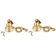 UAPAN Brass Gold Wall Hanging Bell with Chain and Hanging Hook for Home Mandir Temple Decorative I Puja Room(4 inch,Pack of 2 Nos)