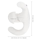 LANGRIA Schwangerschaftskissen Lagerungskissen Ergonomisch Konturierte Seitenschläferkissen mit Verstellbaren Halbmond-Stützkissen (37,4 B x 24,8-29,5 Dx 6,3 H Zoll) Weiß - 6