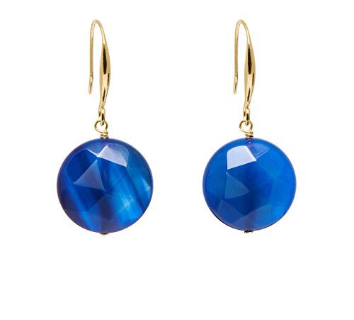 Lola Rose Carla Button Drop Earrings Inky Blue Agate