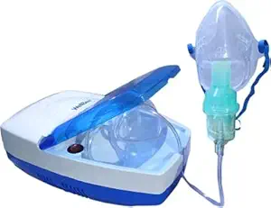 Wellbee Grande Compressor Nebulizer for Adult and Child with Complete Mask Kit (Adult or Child Mask - MouthPiece - Air Tube - Medicine Jar) Two Years Warranty (Blue - White)