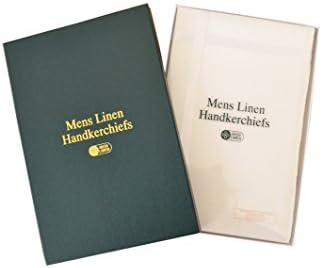 3 Pack Mens/Gentlemens Hand Rolled Linen Boxed Handkerchiefs, 100% Irish Linen 43cm Square