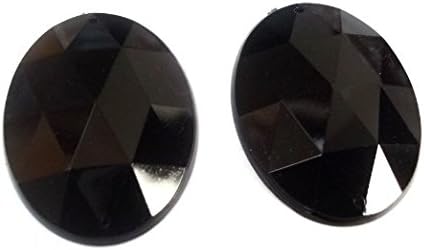 40mm Sew On Flat Back Oval Acrylic Crystal Bead For Craft Shoes Bags 6 pieces (Black)