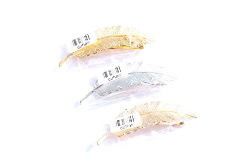 Cuhair 3 Stück Metall Feder Blatt Haarklammern/Haarclips Haarspange Haarnadeln Haargreifer Haarklammer Haarschmuck hair accessories - 2