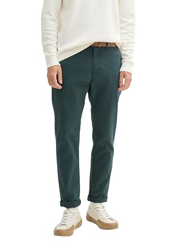 TOM TAILOR Denim Pantalon Chino Slim pour Homme, 10362 - Vert foncé, 31W x 36L