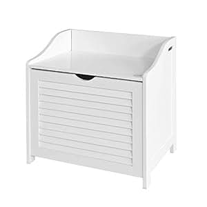 SoBuy Cesto portabiancheria con Sacco per Biancheria, Panca Contenitore, bianco, FSR40-W,IT | Leroy Merlin
