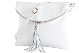 ledertasche klein AMBRA Moda Italienische Ledertasche Schultertasche Crossover Umhängetasche Nappaleder Damen Kleine Tasche NL610 (Weiß)