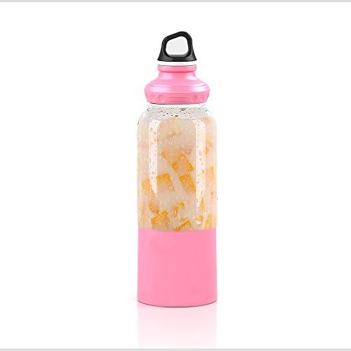 USB Portable Rechargeable Juicer Cup, Personal Mini Electric Juice Blender&Mixer Smoothie Maker, 500ML Multi-function Fruit Juicer with 4000mAh Power Bank for Home ,Sports Outdoor, Traveling, Office (pink)