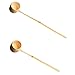 Produktbild FLAMEER 2er Japanischer Tee Schöpfkelle Bambus Weinschaufel Holz Holzlöffel Schopflöffel Zum Servieren von Tee, Wein, Wasser, Suppe und Sauna, ect. S+L Set