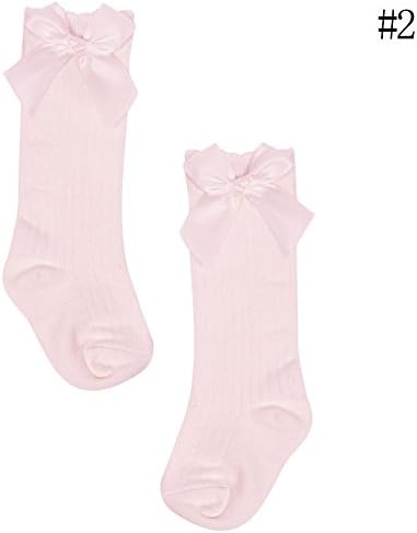Juily Princess Bow Cotton Socks Knee High For Girls (S, Pink)
