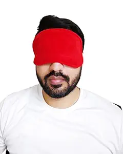 JUZZII Velvet Super Soft & Smooth Eye Mask for Men Women Girls Boys Kids (Plain Red Eye Mask)