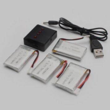 WayIn® 4pcs x 500mAh LiPo + 4 in 1 USB Charger Set for Syma X5C / X5SC / X5SW Quadcopter Remote Control Model Spare Part Set