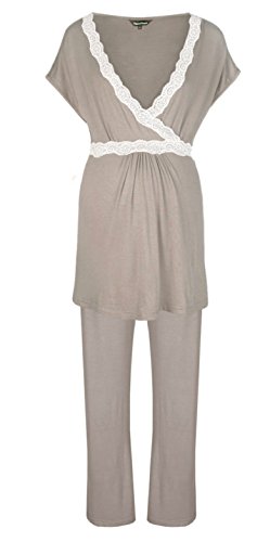 Radiance Short Sleeve Pyjamas (Maternity & Breastfeeding) in Mink (Medium - UK 10-12)
