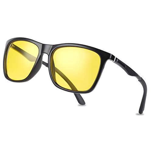 Vimbloom Lunettes De Nuit Anti Eblouissement Polarisé Pour Homme Femme Conduite De Vision Nocturne lunettes VI573 (Cadre noir avec lentille jaune)