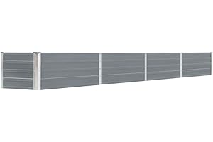 vidaXL Arriate de Jardín Macetero Caja para Plantar Plantas Macetas de Patio Exterior Acero Galvanizado Gris 320x40x77cm
