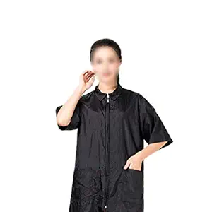 Lurrose Hair Stylist Grooming Smocks Short Sleeve Hairdressing Cape Hairdresser Work Clothes Salon Client Gown for Man Woman (Black M)