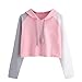 Produktbild Frauen Kapuzenpullover Neu Mumuj Fashion Damen Blau Und Gelb Langarm Herbst Winter Hoodie Freizeit Kurzes Sweatshirt Pulli Tops Festliche Bluse