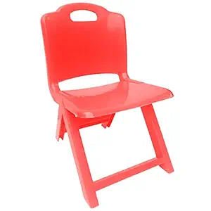 Sunbaby Foldable Baby Chair,Strong and Durable Plastic Chair for Kids/Plastic School Study Chair/Feeding Chair for Kids,Portable High Chair Weight Capacity 40 Kg-Red