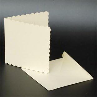 Craft UK 50 Ivory Scalloped Cards & Envelopes, 5 x 5, 12.7 x 12.7 x 12.7 cm, 385 011