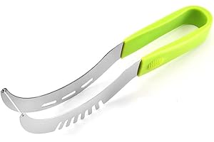 JRHNCY wassermelonen schneider,Melonenschneider und -servierzange, magnetischer lichtschneider,melonenzange,fruit slicer,obstschneider,watermelon slicer 2 in 1 wassermelonen messer