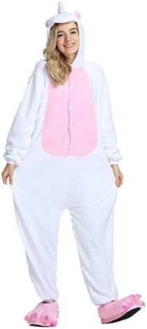 Rainbow Fox Unisex Unicorn Pajamas Cartoon Animal Costume Onesize Jumpsuits Adult's Clothes (S, Pink)