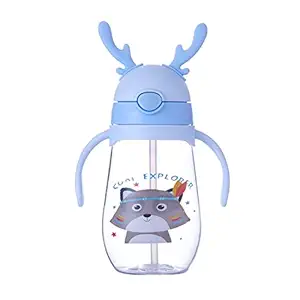 YOUSTYLO - YOU ARE PRIORITY Sipper Cup with Twin Handle | Anti-Spill Sippy Straw Cup for Baby & Kids | Spout Milk & Water Bottle for Infant/Toddler Easy Grip 12m+ BPA Free - 480 mL (BO8130A, Blue)