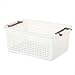 Produktbild RENYAYA Speicher Korb Rechteckige Plastik-Garderobe Kleidung Aufbewahrungsregal Mehrschichtige Stapelbare Fach-Ablage-Rack-Regal Speicher-Speicher Korb 3 Sets,White
