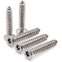 Uxcell 100Pcs Flat Head Torx Screws, M4 X 20mm 304 Stainless Steel Countersunk Self Tapping Anti-Theft Wood Screws Tamper Resistant Screws Fit T20 Bit...