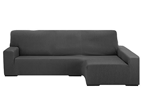 Martina Home Protection canapé avec Chaise Longue élastique Nairobi, Gris, Bras Droit de 240 à 280 cm