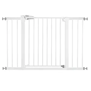 BABELIO Metal Baby Gate Dog Gate 29-48 Inch Extra Wide Pet Gate for Stairs & Doorways, Pressure Mounted Walk Thru Child Gate with Door, NO Need Tools NO Drilling, with Wall Cups