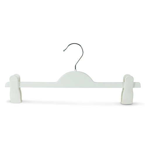 famy.Shop 10 Stück, Hosenspanner weiß, Kunststoff Kleiderbügel für Hosen & Röcke, Hosenbügel, rutschfest, mit verschiebbaren & gummierten Klammern, stabil, ca. 36cm - 2