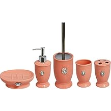 Duygu 5 Teiliges Badset Wc Garnitur Badezimmerset Badaccessoires Rot