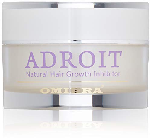 Omiera Adroit Facial, Cuerpo, Bikini y Piernas Crema Inhibidora de Crecimiento de Cabello, Minimiza el Crecimiento de Cabello Invisible, Saltos, Cabello Incarnado, Navaja Quema Después de Depilación, Afeitado y Depilación 1.0 fl.oz.