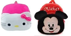 Moroses Soft Velvet Bag for Kids School Bag | Childrens Gifts Boy/Girl/Baby/ Decor School Bag for Kids(Age 2 to 6 Year) Plush Bag (Combo) Plush Bag (Multicolor, 13 L) School Bag (Pink, Red, 5 L)