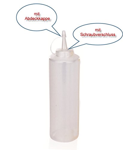 Kerafactum® - Quetschflasche für Majo Senf Imbiss Squeezeflasche Nachfüllflasche Dosierflasche Garnierflasche bottle weiß 700 ml