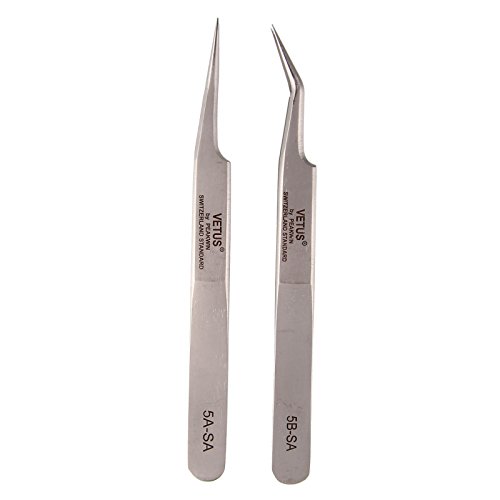 Beauty7 Safe Anti-static Different Size Tweezers Maintenance Repair Nippers Forceps Tool Kits,2Pcs